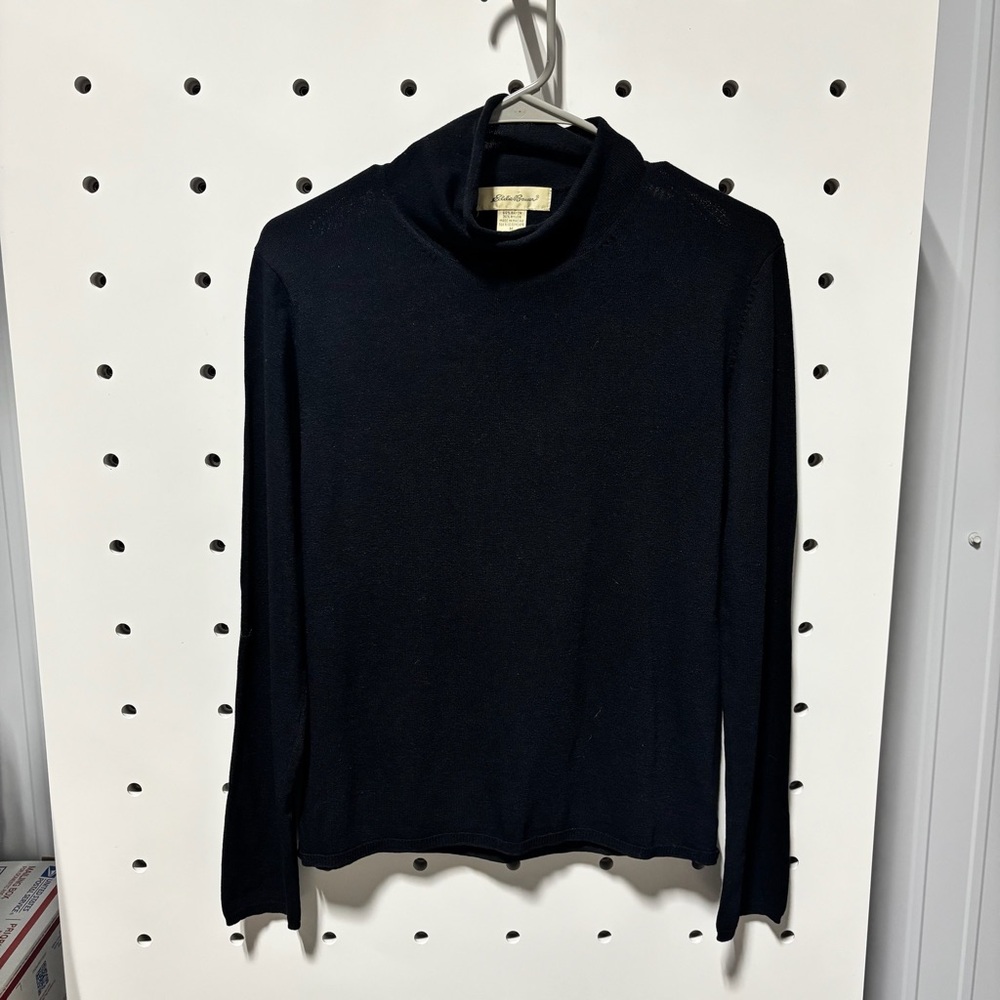 Eddie Bauer Black Rayon Blend Turtleneck Size M